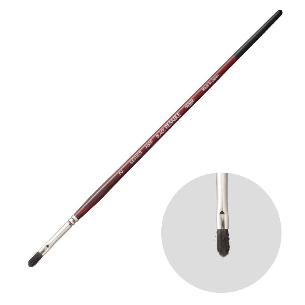 Filbert, mixed bristles, Black Resable brush, 700F series - Holbein - no. 2