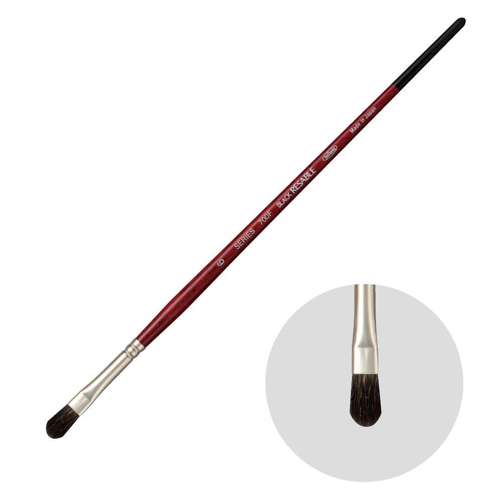 Filbert, mixed bristles, Black Resable brush, 700F series - Holbein - no. 6