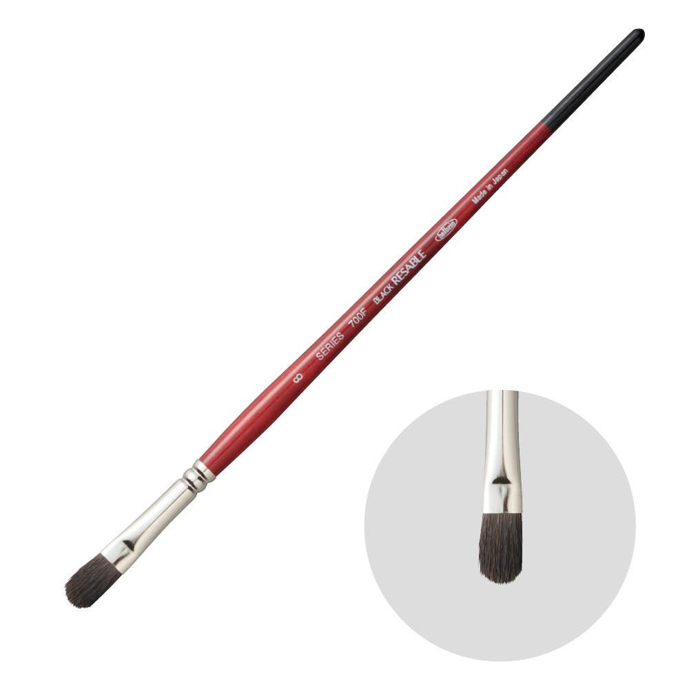 Filbert, mixed bristles, Black Resable brush, 700F series - Holbein - no. 8