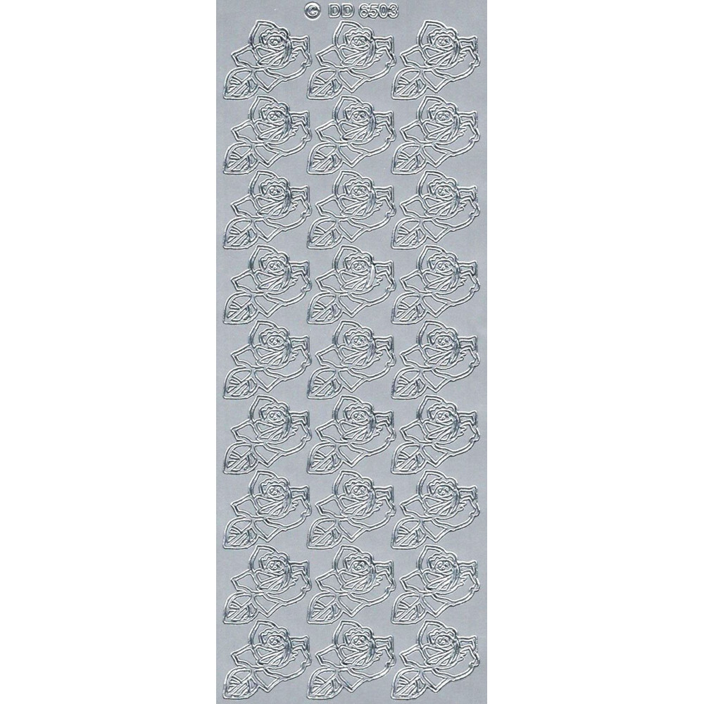 Stickersy, naklejki ażurowe - Róże, srebrne