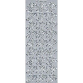 Stickersy, naklejki ażurowe - Róże, srebrne