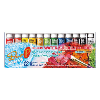 Set of Duo Aqua water soluble oil paints - Holbein - 12 colors x 15 ml