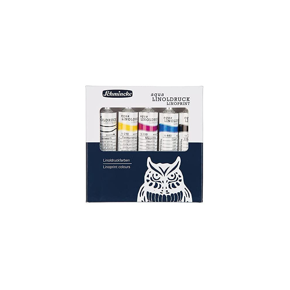 Set of Aqua Linoprint paints - Schmincke - 5 colors x 20 ml
