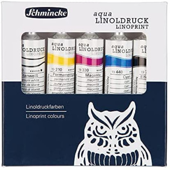 Zestaw farb do linorytu Aqua Linoprint - Schmincke - 5 kolorów x 20 ml