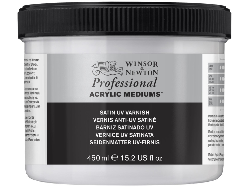 Varnish Satin UV for acrylics Professional - Winsor & Newton, 450 ml