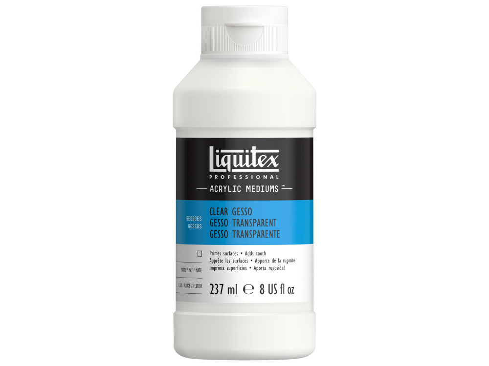 Gesso do farb akrylowych i olejnych - Liquitex - transparentne, 237 ml