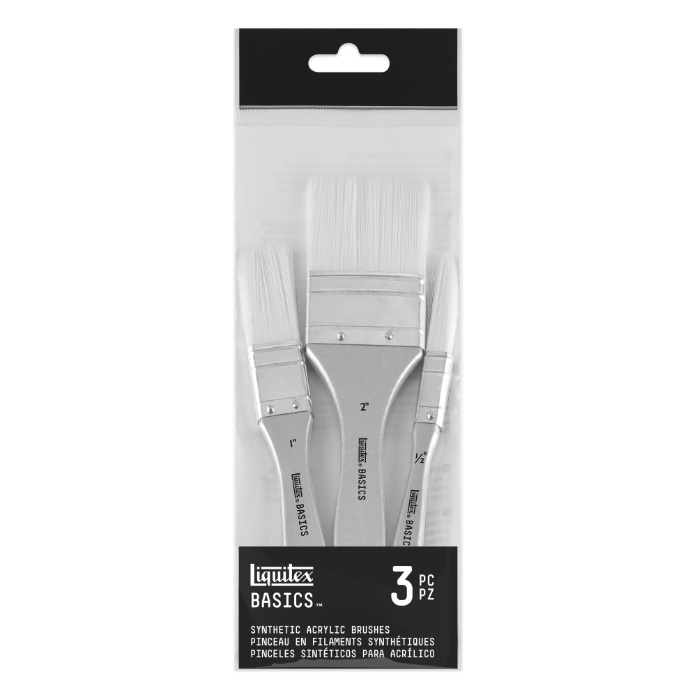 Zestaw pędzli płaskich, syntetycznych Basics - Liquitex - 3 szt.