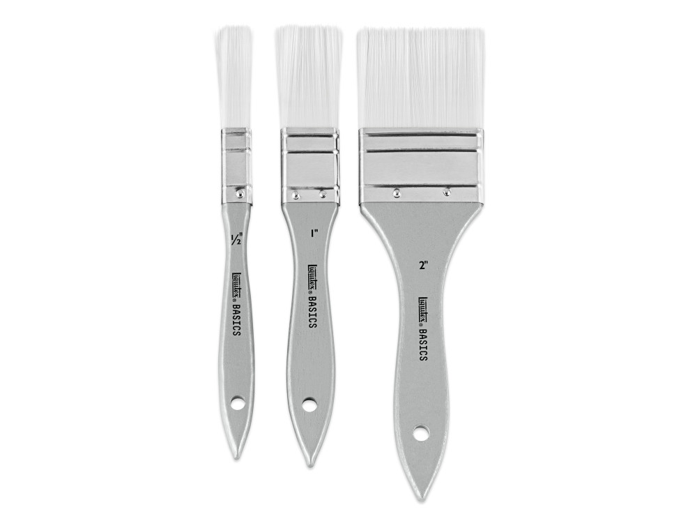 Zestaw pędzli płaskich, syntetycznych Basics - Liquitex - 3 szt.