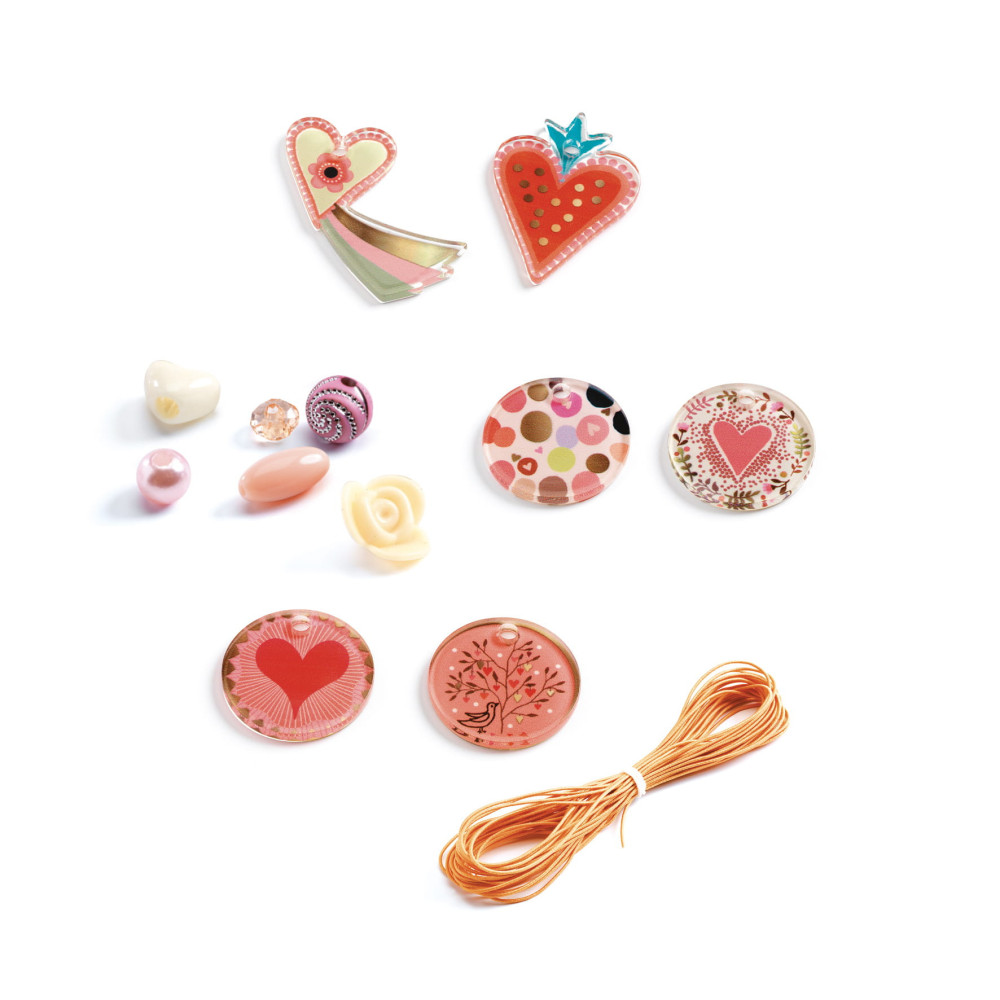 Jewelry making set for kids - Djeco - Hearts, 285 pcs