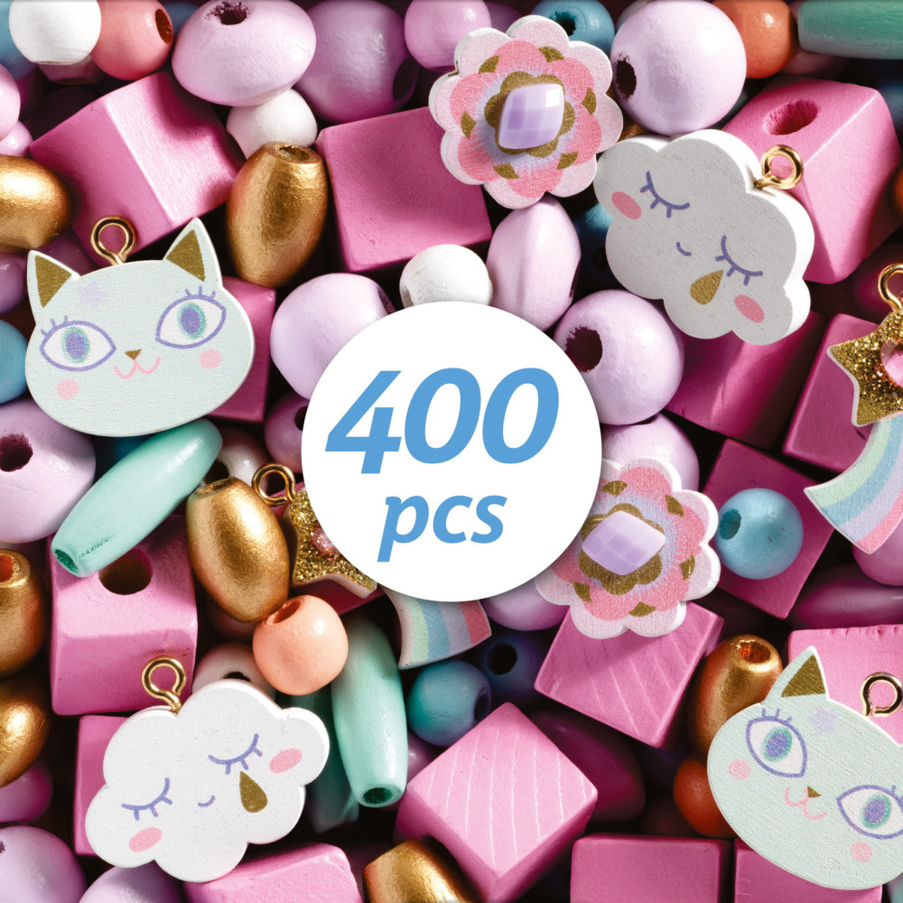 Jewelry making set for kids - Djeco - Rainbow, 400 pcs