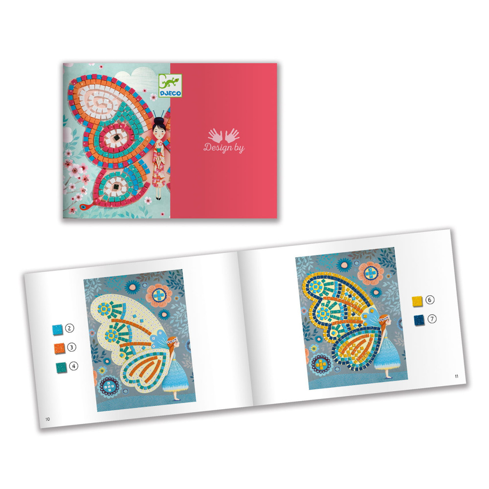 Mosaic Art by number set for kids - Djeco - Butterflies