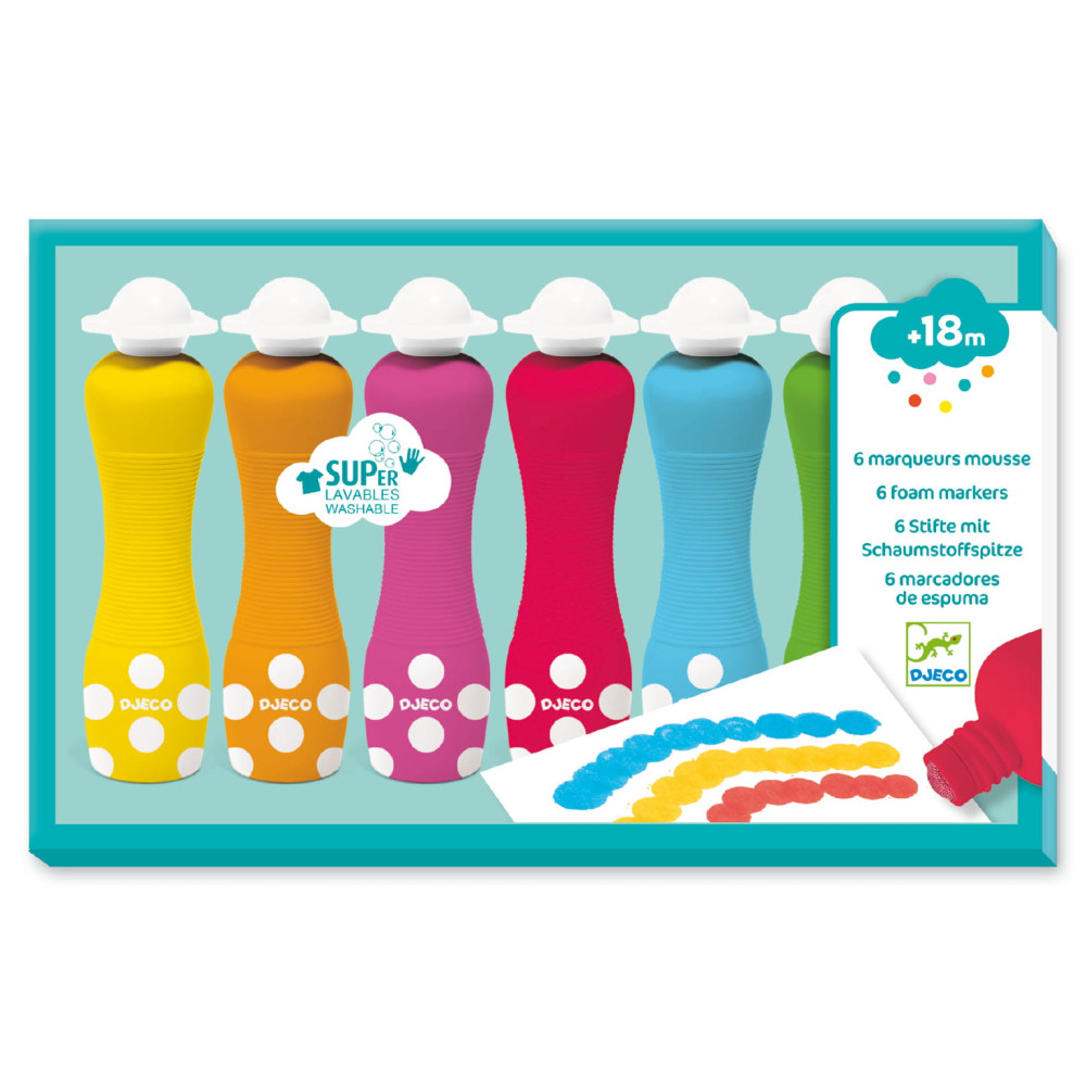 Set of foam markers for kids - Djeco - 6 colors