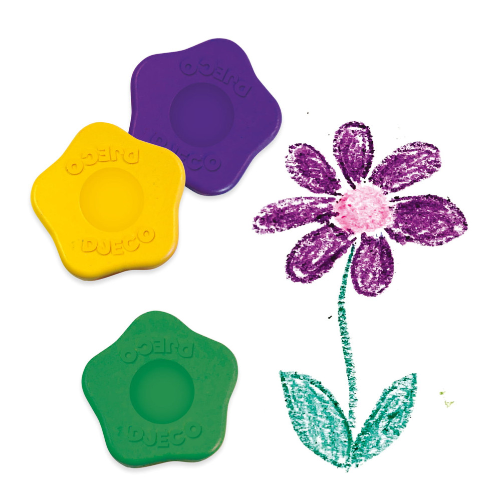 Set of flowers wax crayons for kids - Djeco - 12 colors