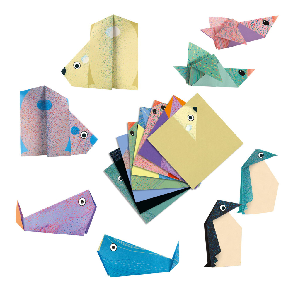 Zestaw do origami - Djeco - Zwierzęta polarne, 24 szt.