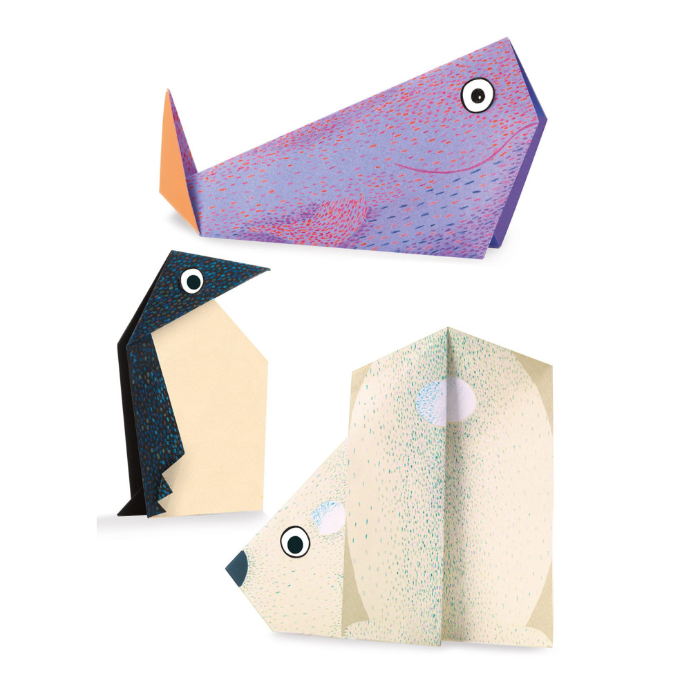 Zestaw do origami - Djeco - Zwierzęta polarne, 24 szt.