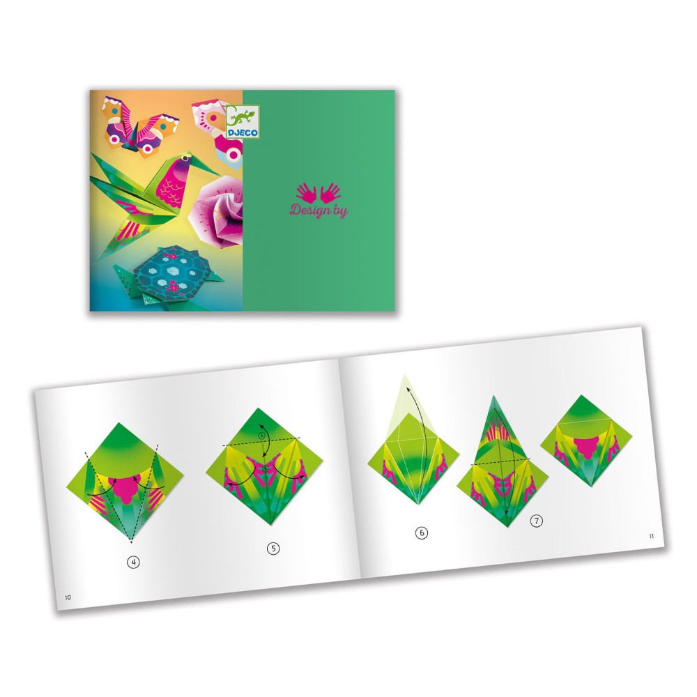 Set for origami - Djeco - Tropics neon, 24 pcs