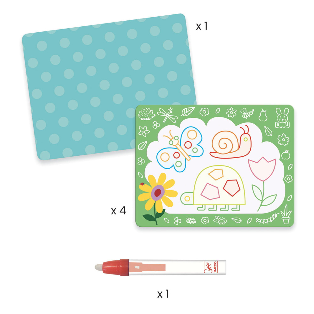 Water coloring book - Djeco - Hidden esses floreses
