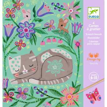Scratch boards for children - Djeco - Animal meetings, 4 sheets