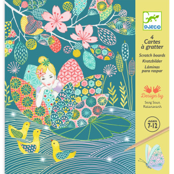 Scratch boards for children - Djeco - Enchanted Pond, 4 sheets