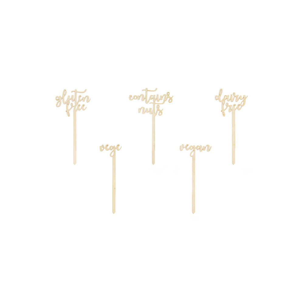 Wooden buffet signs - 5 pcs