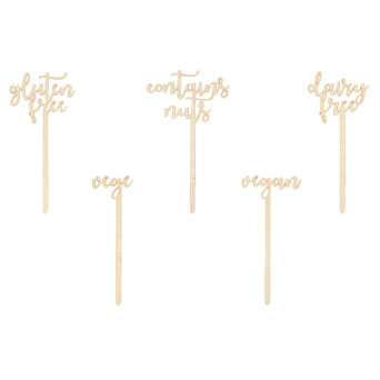 Wooden buffet signs - 5 pcs