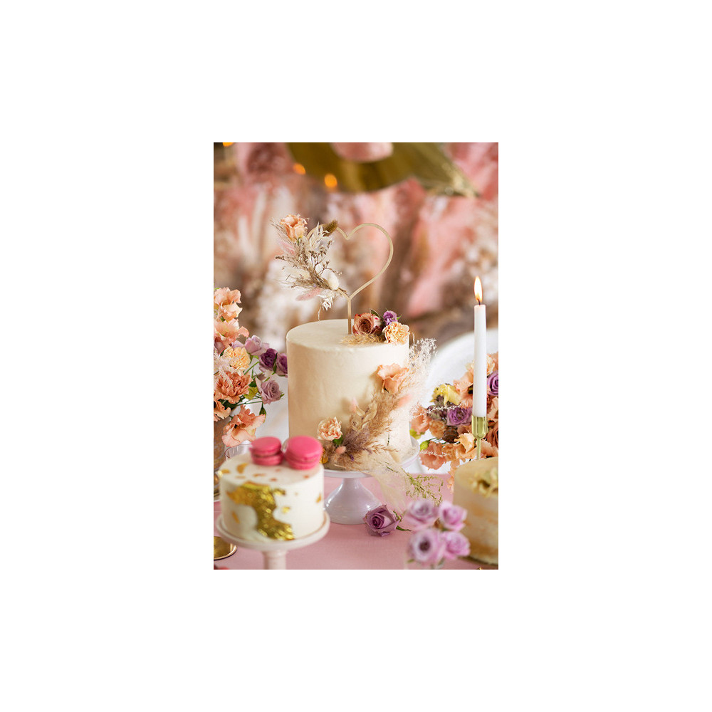 Topper drewniany na tort - Serce, 23 cm