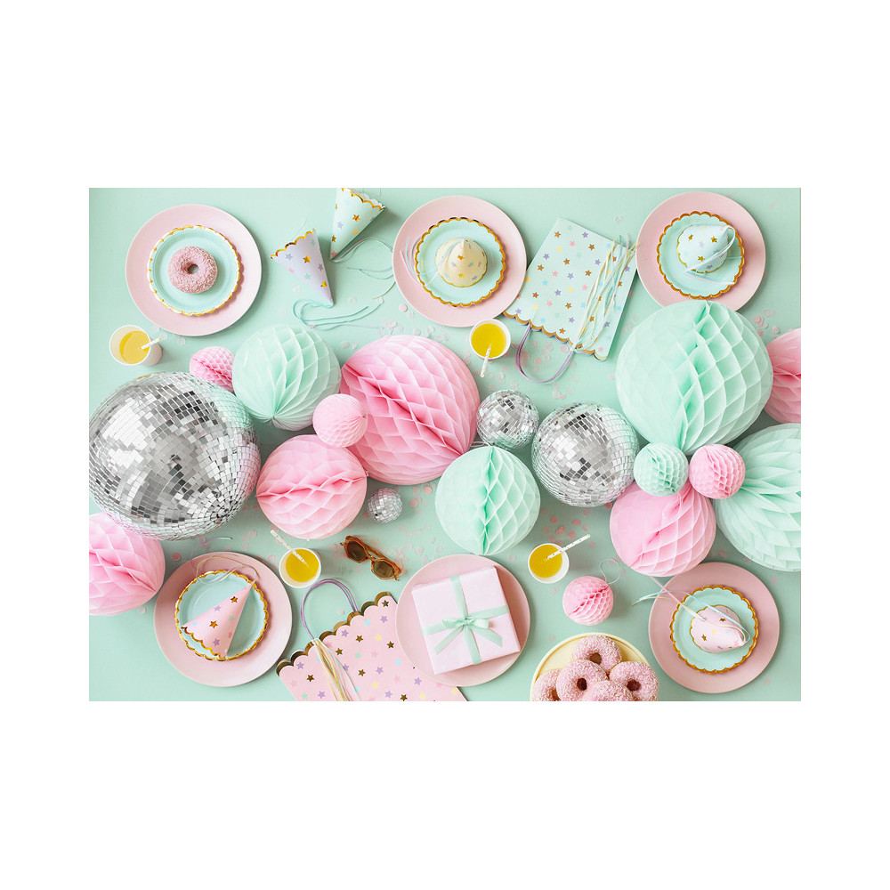 Party hats with stars - pastel, 6 pcs