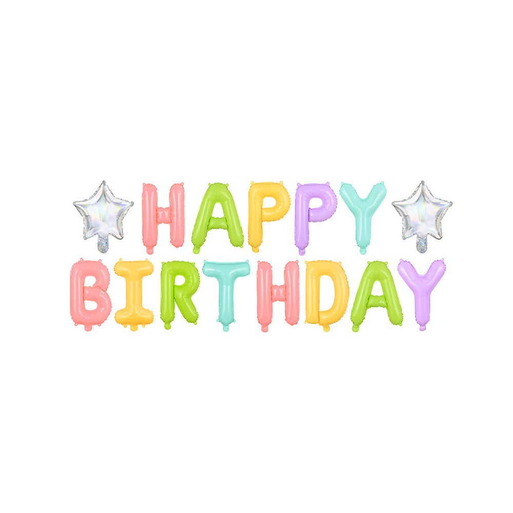 Foil balloon Happy Birthday - colorful, 395 x 35 cm