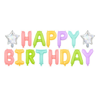 Foil balloon Happy Birthday - colorful, 395 x 35 cm