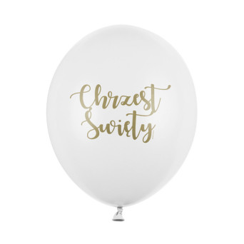 Balony lateksowe Chrzest Święty - białe, 30 cm, 6 szt.