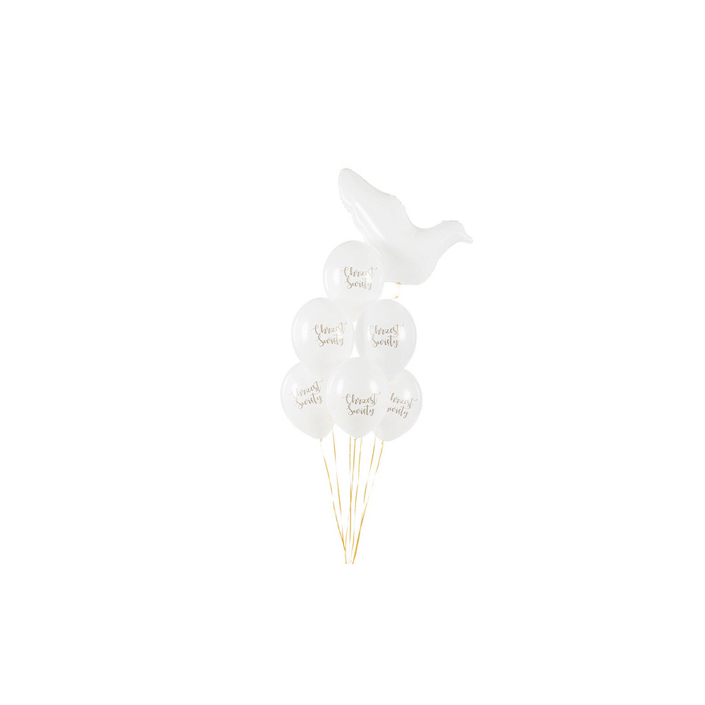 Balony lateksowe Chrzest Święty - białe, 30 cm, 6 szt.