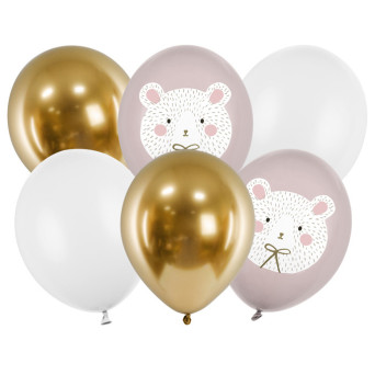 Latex balloons Polar Bear - pastel, 30 cm, 6 pcs