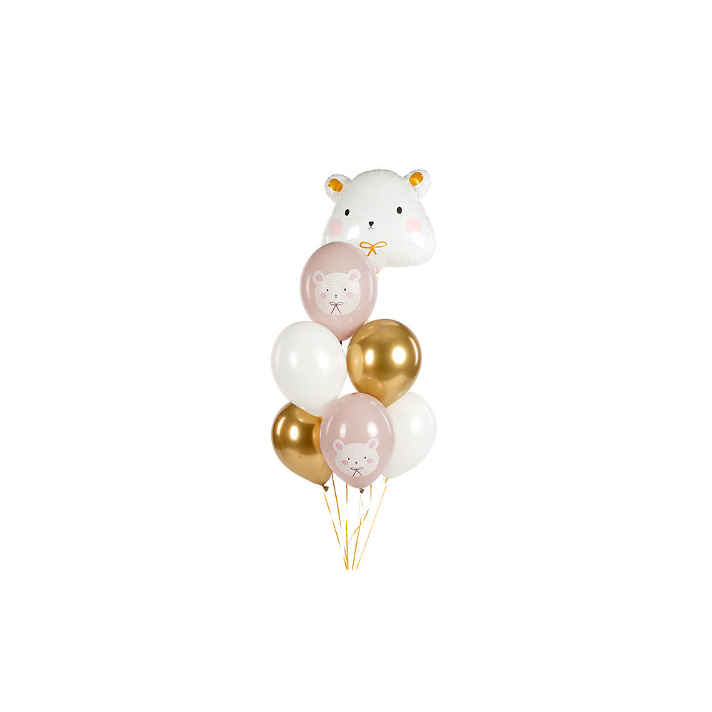 Balony lateksowe Miś polarny - pastelowe, 30 cm, 6 szt.