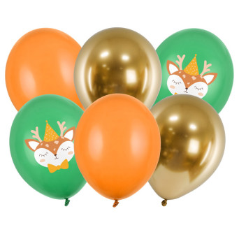 Balony lateksowe Jelonek - kolorowe, 30 cm, 6 szt.