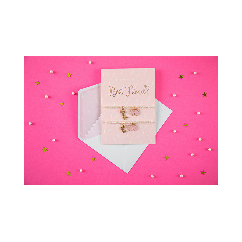 Kartka okolicznościowa z bransoletkami, Best Friend- 10,5 x 14,8 cm
