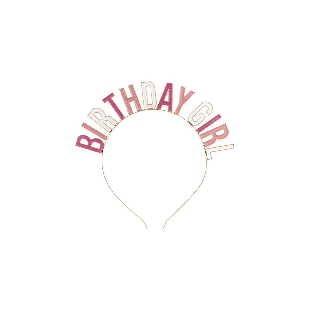 Opaska na głowę Birthday Girl - różowa