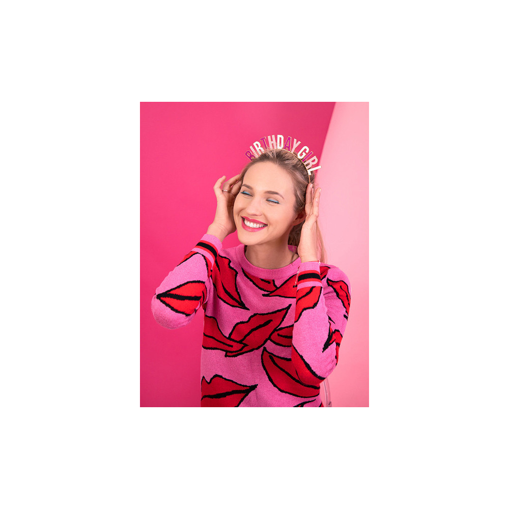 Opaska na głowę Birthday Girl - różowa