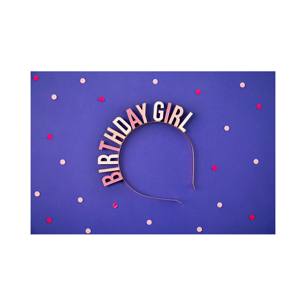 Opaska na głowę Birthday Girl - różowa