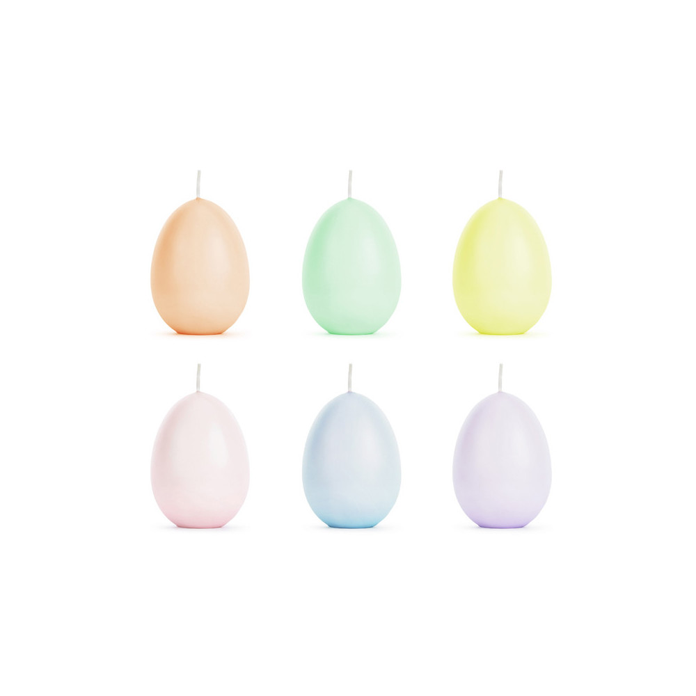 Egg shaped candles - pastel, 6 pcs.