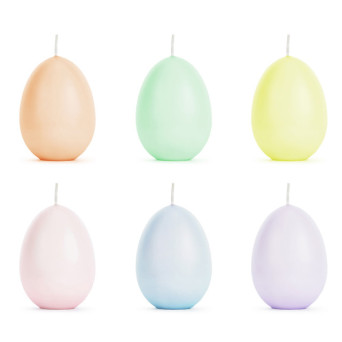 Egg shaped candles - pastel, 6 pcs.