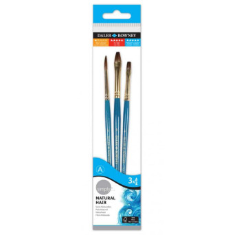 Zestaw pędzli naturalnych, włosie wielbłąda - Daler Rowney - 3 szt.