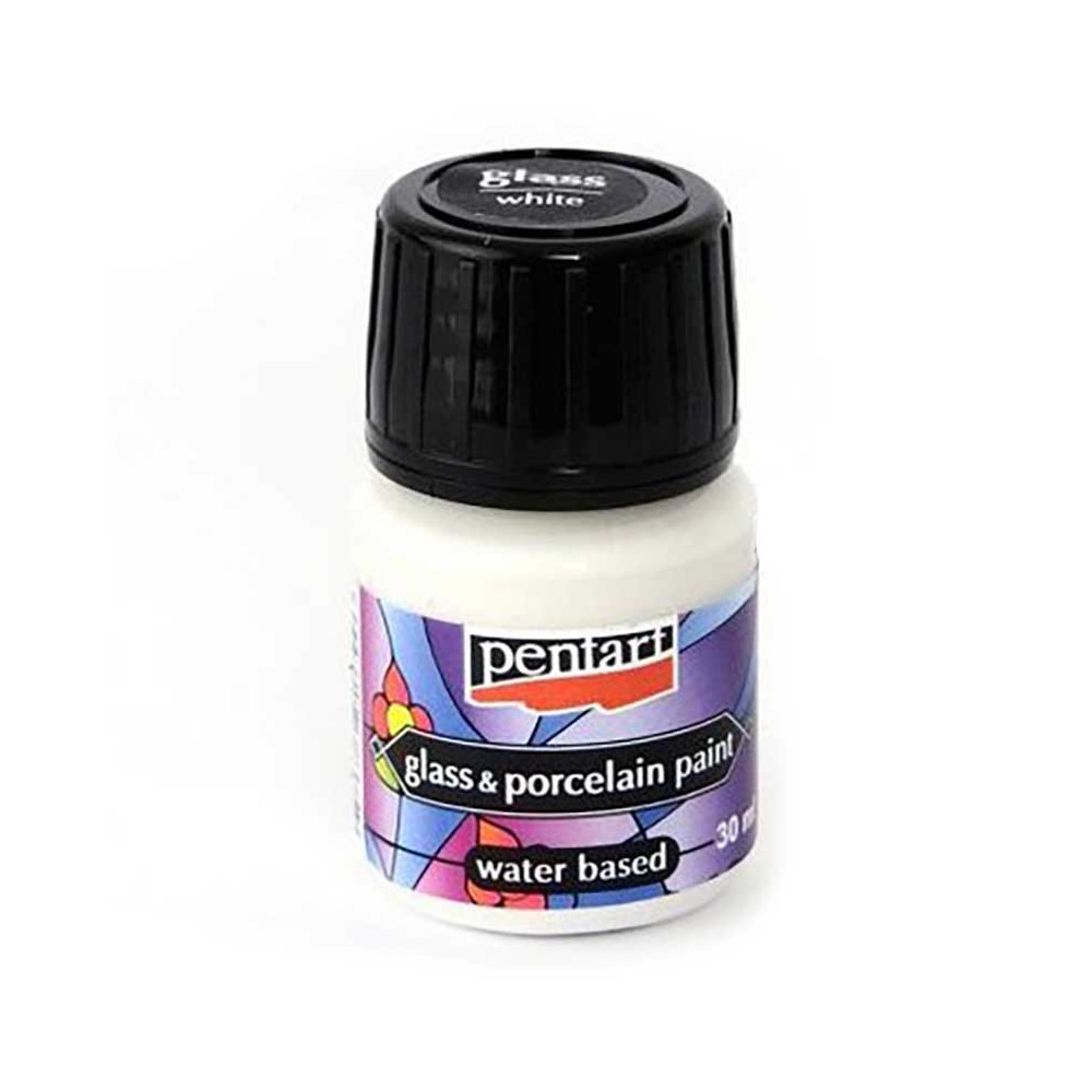 Farba do porcelany i szkła - Pentart - biała, 30 ml