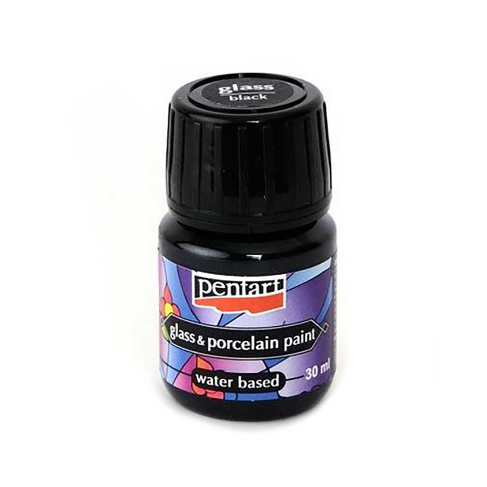 Farba do porcelany i szkła - Pentart - czarna, 30 ml
