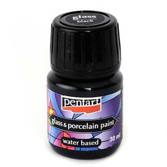 Farba do porcelany i szkła - Pentart - czarna, 30 ml