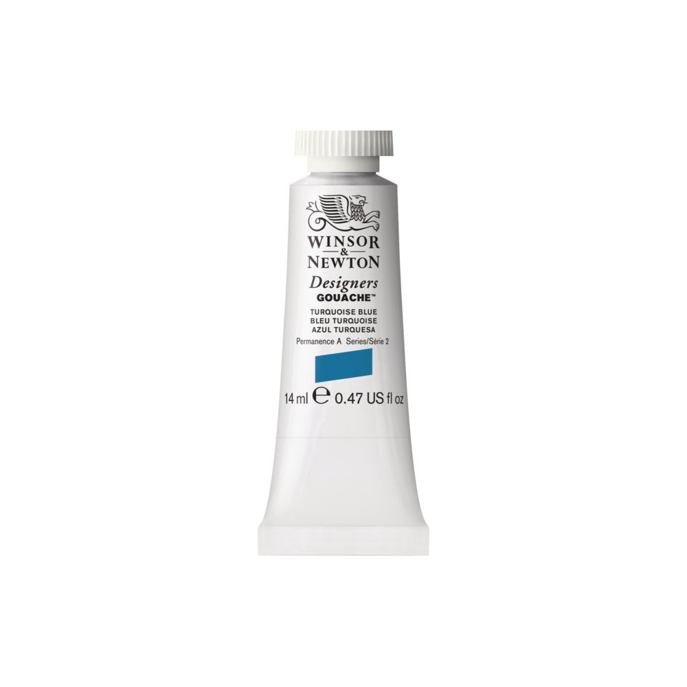 Gouache paint in tube - Winsor & Newton - Turquoise Blue, 14 ml