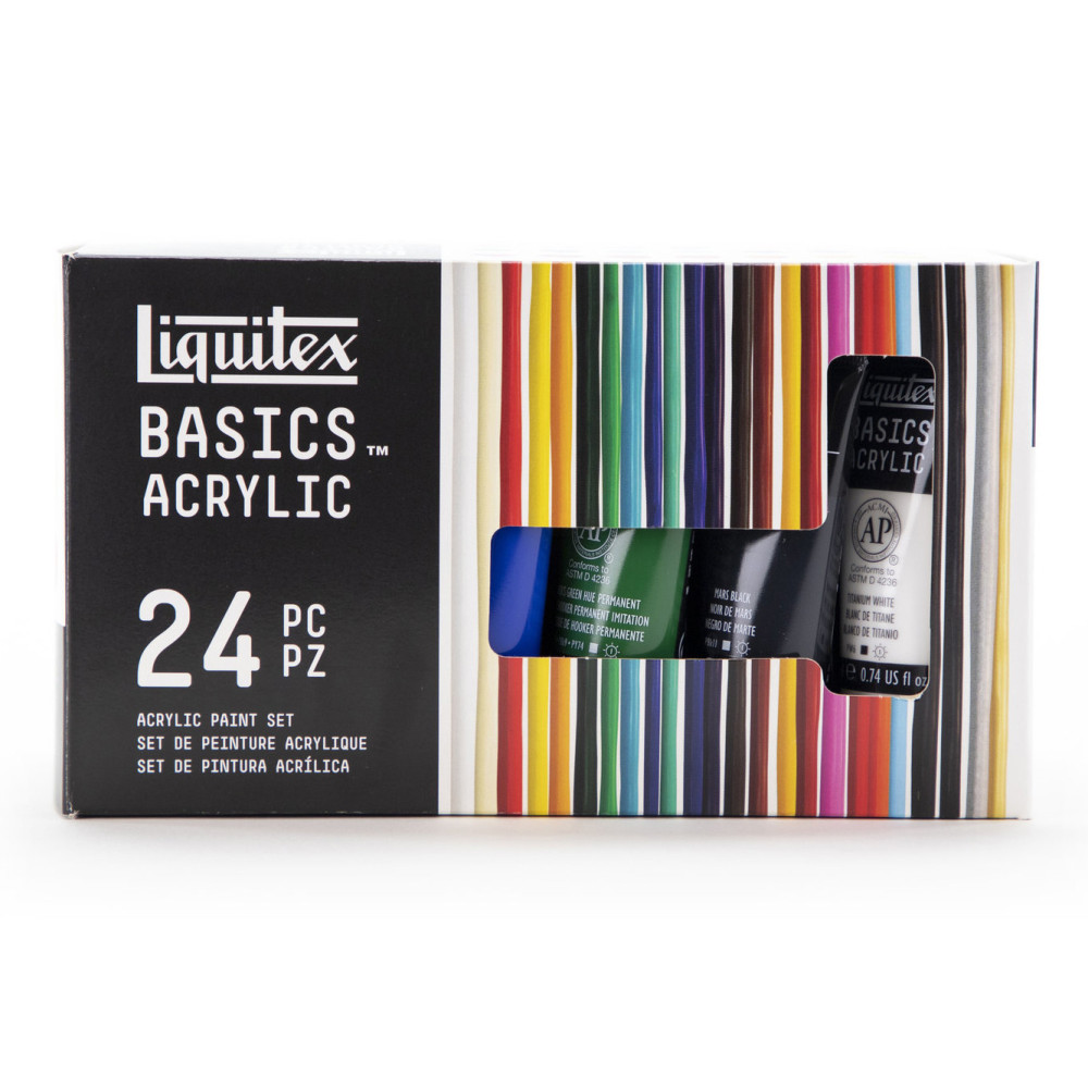Zestaw farb akrylowych Basics Acrylic - Liquitex - 24 kolory x 22 ml