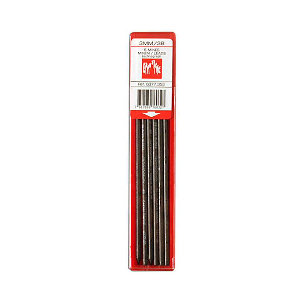 Wkłady grafitowe Technograph, 3 mm - Caran d'Ache - 3B, 6 szt.