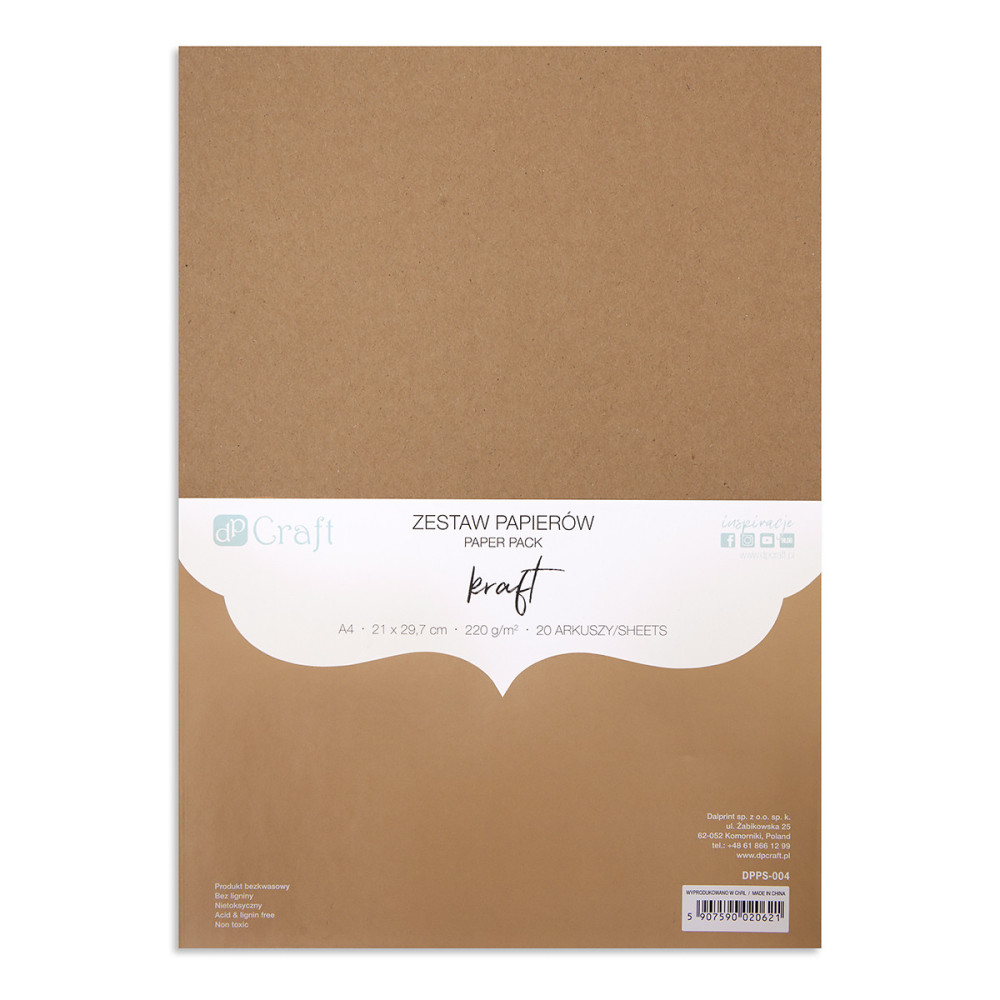 Paper Pack - DpCraft - Kraft, A4, 220 g, 20 sheets