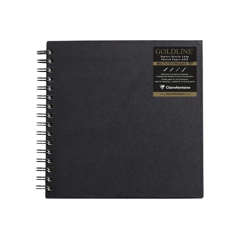 Szkicownik na spirali Goldline - Clairefontaine - czarny, 20 x 20 cm, 140 g, 64 ark.