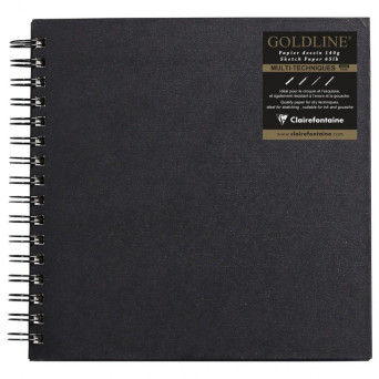 Szkicownik na spirali Goldline - Clairefontaine - czarny, 20 x 20 cm, 140 g, 64 ark.